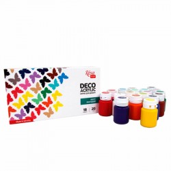 Набір акрилових фарб для декору, матовий, 18 кол.*20 мл, ROSA TALENT