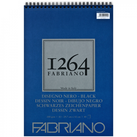 Альбом на спіралі для рисунку 1264 А3, 200г/м2, 40л, чорний, Fabriano