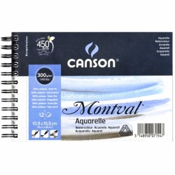 Canson альбом для акварелі, на спіралі Montval 300 гр, 10,5X15, см (12)