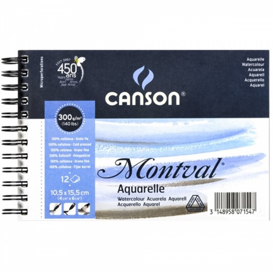 Canson альбом для акварелі, на спіралі Montval 300 гр, 10,5X15, см (12)
