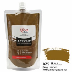 Фарба акрилова, Умбра натуральна (425), 200 мл, ROSA Studio