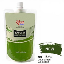 Фарба акрилова, Оливкова, 200 мл, ROSA Studio