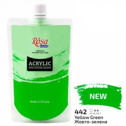 Фарба акрилова, Жовто-зелена, 200 мл, ROSA Studio