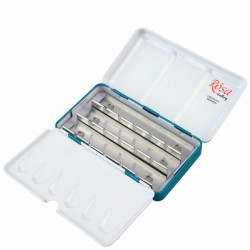 Пенал для акварельних фарб металевий, Бірюза, 12 кювет, ROSA Gallery