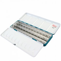 Пенал для акварельних фарб металевий, Бірюза, 21 кювета, ROSA Gallery