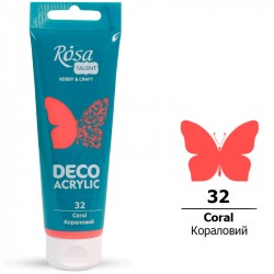Акрил для декору, Кораловий (32), матовий, 75 мл, ROSA Talent