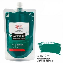 Фарба акрилова, Зелена темна (416), 200 мл, ROSA Studio