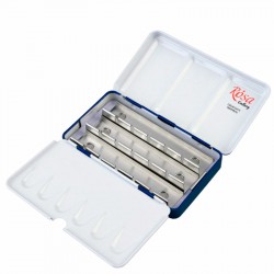 Пенал для акварельних фарб металевий, Індіго, 12 кювет, ROSA Gallery