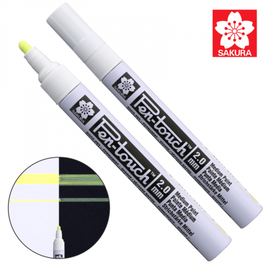Маркер Pen-Touch Жовтий, флуоресцентний, середній (MEDIUM) 2.0мм, Sakura