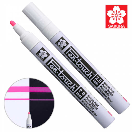 Маркер Pen-Touch Рожевий, флуоресцентний, середній (MEDIUM) 2.0мм, Sakura