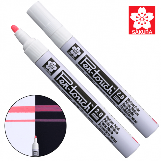 Маркер Pen-Touch Червоний, флуоресцентний, середній (MEDIUM) 2.0мм, Sakura