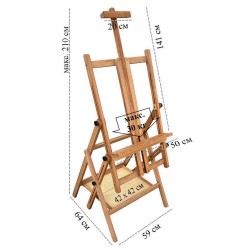 № 32 н Студійний мольберт трансформер - „стіл ” і полиця внизу, бук, Leoart