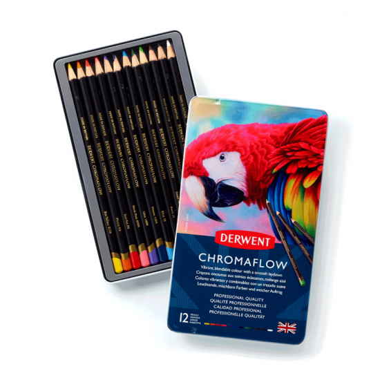 Набір кольорових олівців Chromaflow, 12шт., мет.коробка, Derwent