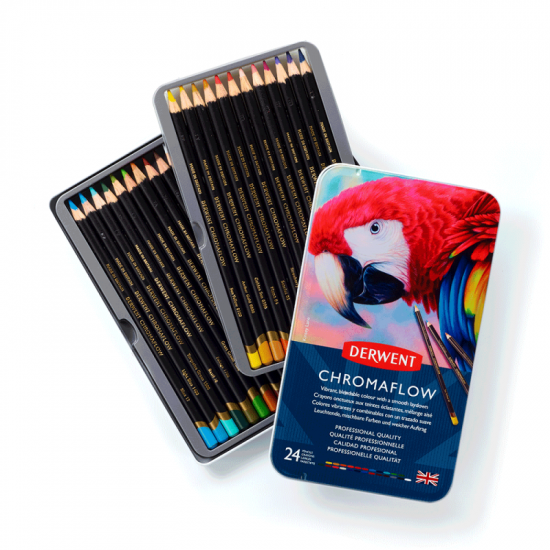 Набір кольорових олівців Chromaflow, 24шт., мет.коробка, Derwent