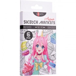 Набір маркерів "SANTI sketch" "Anime", 6 шт. / уп.