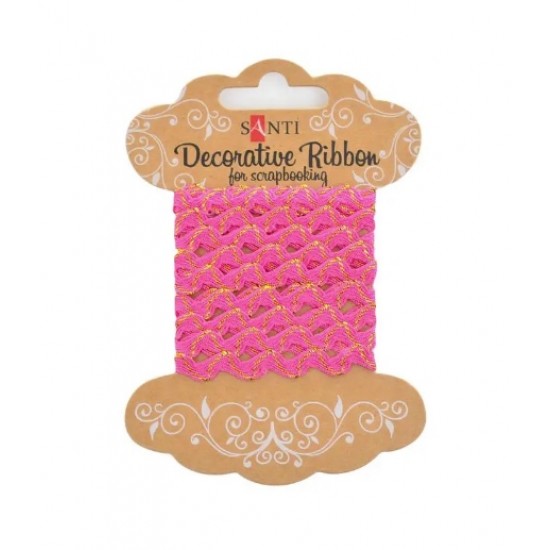Декоративна стрічка "Хвиля рожева із золотою ниткою", 2м