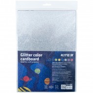 Картон кольоровий з глтіттером (8 арк/8 кол), А4 Kite