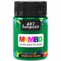 Фарба по тканині MAMBO "ART Kompozit", 50 мл (12 зелений особливий) Фарба по тканині MAMBO "ART Kompozit", 50 мл (12 зелений особливий)