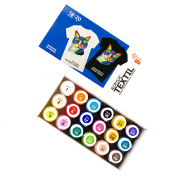 Набір акр.фарб для розпису тканин CAT, 18кол., 20мл, ROSA TALENT Набір акр.фарб для розпису тканин CAT, 18кол., 20мл, ROSA TALENT