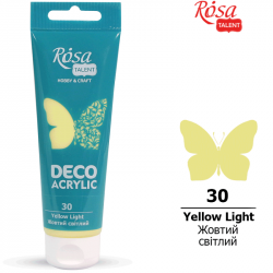 Акрил для декору, Жовтий світлий (30), матовий, 75 мл, ROSA TALENT