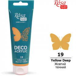 Акрил для декору, Жовтий темний (19), матовий, 75 мл, ROSA TALENT