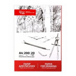 Папка для рисунку та креслення А4 (21х29,7см), 20арк, Дрібне зерно, 200г/м2, ROSA Studio Папка для рисунку та креслення А4 (21х29,7см), 20арк, Дрібне зерно, 200г/м2, ROSA Studio
