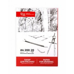 Папка для рисунку та креслення А4 (21х29,7см), 20арк, Дрібне зерно, 200г/м2, ROSA Studio