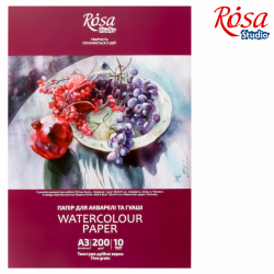 Папка для акварелі Натюрморт А3 (29,7х42см), 10арк, Дрібне зерно, 200г/м2, ROSA Studio Папка для акварелі Натюрморт А3 (29,7х42см), 10арк, Дрібне зерно, 200г/м2, ROSA Studio