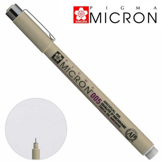 Лінер PIGMA MICRON (0.05), 0,2мм, Сірий, Світлий, Sakura