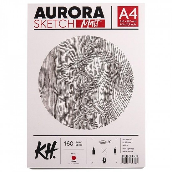 Склейка для рисунку Smooth & Matt, А4, 160 г/м2, 20 л, Aurora