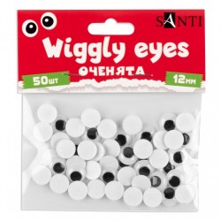 Оченята SANTI самоклеючі, чорні, d-12мм, 50 шт./уп