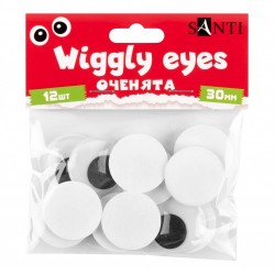 Оченята SANTI самоклеючі, чорні, d-30мм, 12 шт./уп