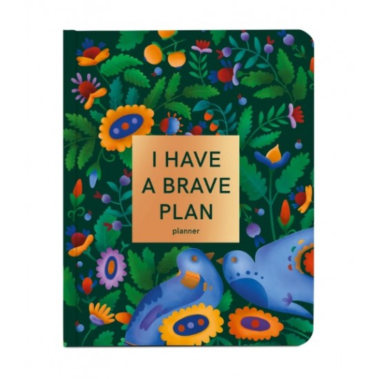 Блокнот для планування  "I HAVE A BRAVE PLAN" квіти зелений, ORNER