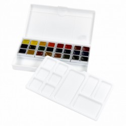 Набір акварельних фарб 24*1.6мл, півкювета, пластик, пенал, ROSA Studio Набір акварельних фарб 24*1.6мл, півкювета, пластик, пенал, ROSA Studio