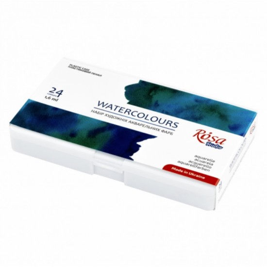 Набір акварельних фарб 24*1.6мл, півкювета, пластик, пенал, ROSA Studio