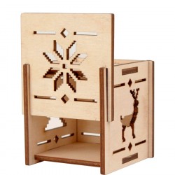 Підсвічник на ялинку „Святкові вогники“ 2, фанера, 6х6х6 см, ROSA TALENT Підсвічник на ялинку „Святкові вогники“ 2, фанера, 6х6х6 см, ROSA TALENT