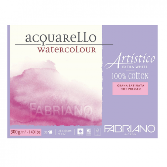 Fabriano Блок для акварелі Artistico Extra White,23*30.5 см,300 г/м2, 20 л., дрібне зерно,100%бавовн Fabriano Блок для акварелі Artistico Extra White,23*30.5 см,300 г/м2, 20 л., дрібне зерно,100%бавовн