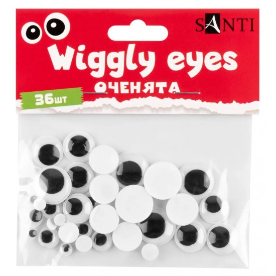 Оченята SANTI самоклеючі, чорні, асорті, 36 шт./уп Оченята SANTI самоклеючі, чорні, асорті, 36 шт./уп