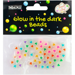 Бусини Hearts, що світяться в темряві, 50 шт. Бусини Hearts, що світяться в темряві, 50 шт.