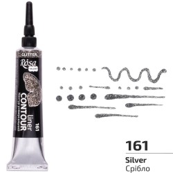 Контур універсальний, Срібло, глітер, 20 мл, ROSA Talent Контур універсальний, Срібло, глітер, 20 мл, ROSA Talent