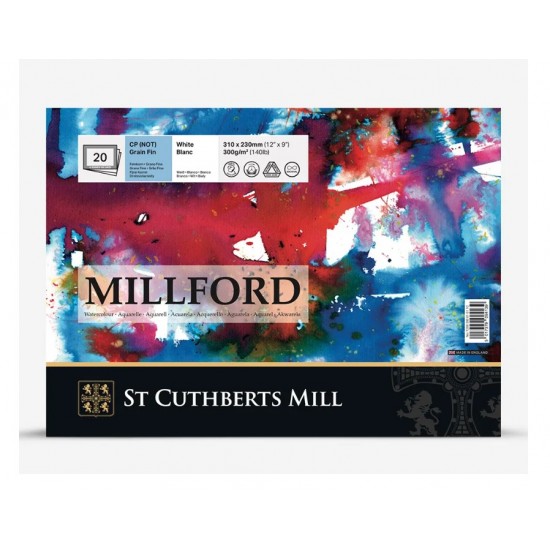 Блок паперу для акварелі Millford, CP, 100% cotton, 300 г, 31х23 см (20) St Cuthberts MillC Блок паперу для акварелі Millford, CP, 100% cotton, 300 г, 31х23 см (20) St Cuthberts MillC