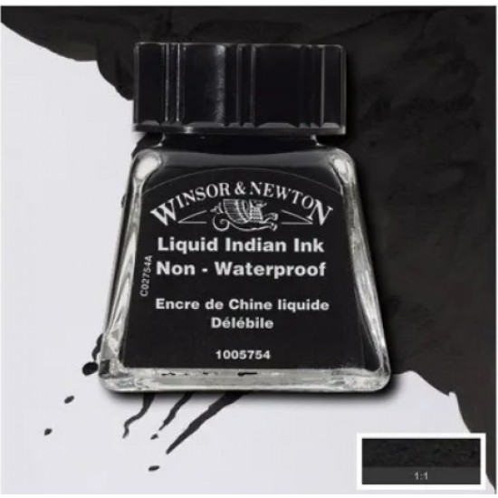 W&N туш Indian Inks 14 мл, Liquid Indian (Індійский чорний)