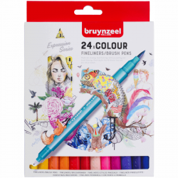Набір лінерів-пензлів BRUSHPEN, двосторонні, 24кол., Bruynzeel