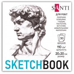 Скетчбук SANTI для графіки, "Art" 20х20см, 30 арк., склейка, 110г/м2 Скетчбук SANTI для графіки, "Art" 20х20см, 30 арк., склейка, 110г/м2