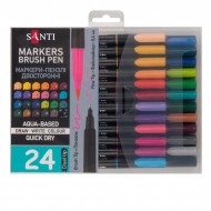 Набір акварельних маркерів SANTI "Brush Pen" 24 кольори, двосторонні
