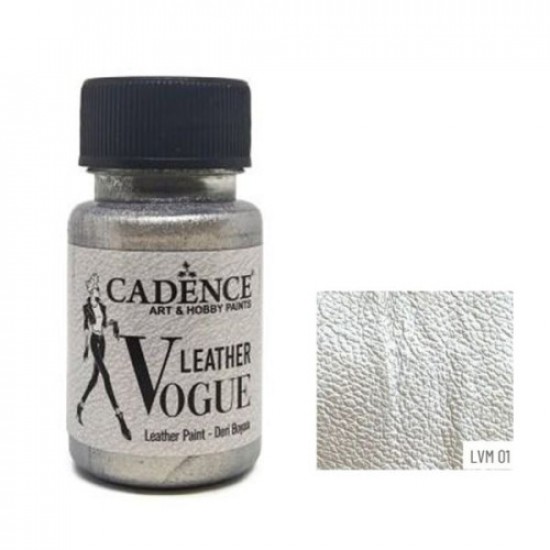 Cadence фарба для шкіряних виробів Vogue Leather Paint, 50 мл, Срібний