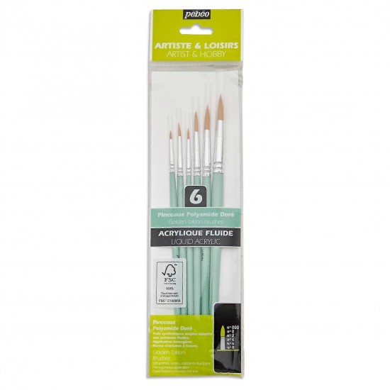 Набір пензлів із синтетики з коротк.руч. Pebeo 6шт.(круглі №000,0,2,4,6,8) Набір пензлів із синтетики з коротк.руч. Pebeo 6шт.(круглі №000,0,2,4,6,8)