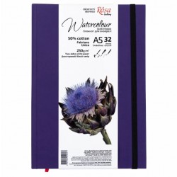 Блокнот для акварелі Unica by Fabriano, А5, 250г/м2, 32 л, папір білий, Фіолетовий, ROSA Gallery
