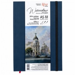 Блокнот для акварелі Watercolor by Fabriano, А5, 200г/м2, 32 л, папір білий, Індіго, ROSA Gallery