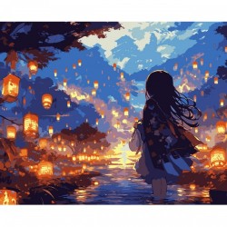 Картина за номерами SANTI "Дівчина на святі ліхтарів", 40*50см, LED підсвітка